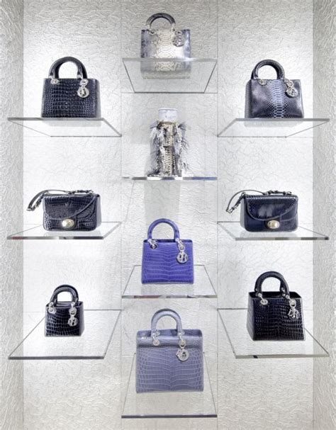 christian dior purses on displays.